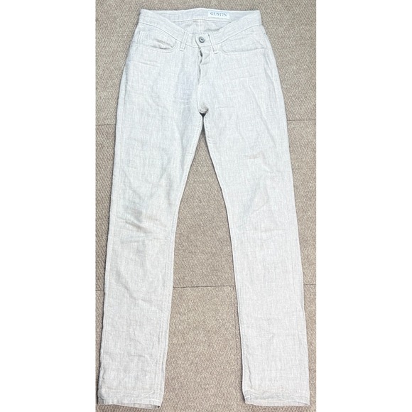 Gustin Slim‎ Men's Linen Beige Button Fly Chambray Pants Size 28x32